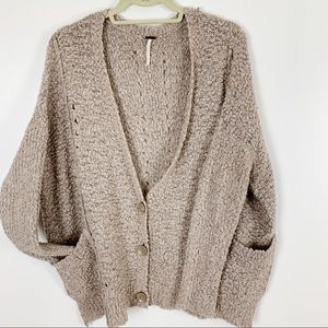 Sz S Free People taupe v-neck oversized cardigan